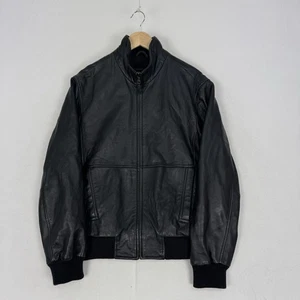 Marks and Spencer Lederjacke Flight Bomber Biker Schwarz Full Zip Herren M’s - Bild 1 von 11