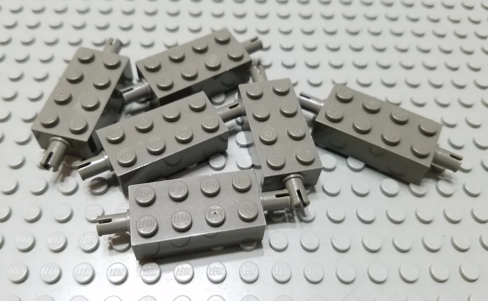 LEGO Lot of 6 Dark Gray 2x4 Bricks Double Axle Pins - Image 1 of 1