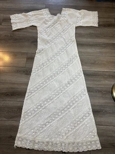 Vestido Pintuck Mexicano Vintage Años 70 BOHO Vestido de Boda Festival Hippy Talla 12 - Imagen 1 de 19