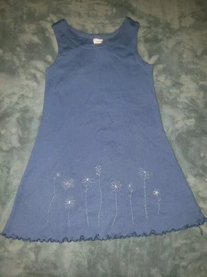 Girls Blue Floral Dress Tank Top Sleeveless Size 6 Cotton Blue  - Image 1 of 4