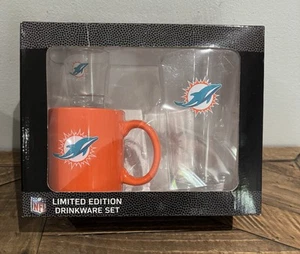 Limited Edition NFL Miami Dolphins Drinkware Set. Mug, Beer Glass & Shot Glass - Picture 1 of 9