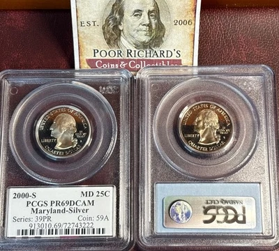 2000S 2 Coin Set: PCGS PR69DCAM SILVER & C/N Maryland Sate Quarters! CQ35 - Image 1 of 4