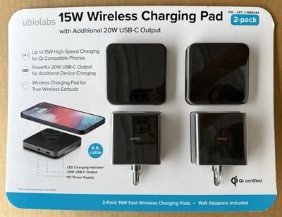 UBIOLABS 15W WIRELESS CHARGING PADS 2-packs -  (BRAND NEW/SEALED) - Image 1 of 2