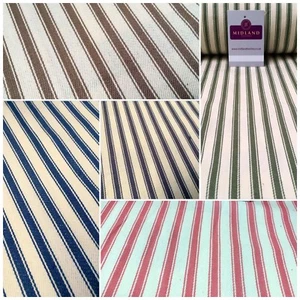 Canvas Power Loom 8mm Ticking Stripe 100% Cotton fabric 54" Wide M1040 Mtex - Picture 1 of 82