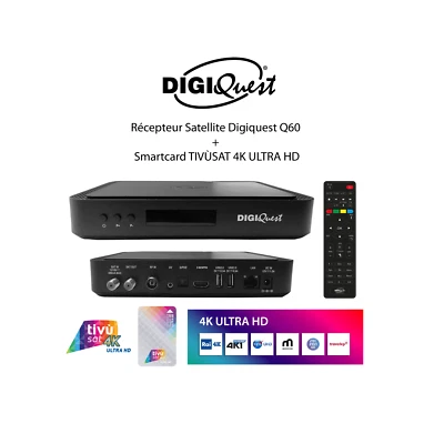 PACK TIVÙSAT HD RECEPTEUR SATELLITE DIGIQUEST Q60 + CARTE TIVÙSAT 4K ULTRA HD - Photo 1/4