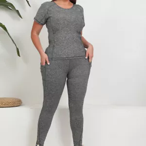 Conjunto de pantalones de bolsillo de manga corta talla grande deportes yoga gimnasio chándales 0XL-4XL - Imagen 1 de 7