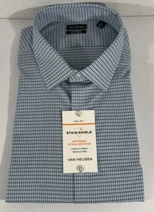 Men’s Blue Long Sleeve Button Up Tall Fit Stretch Shirt - Picture 1 of 5