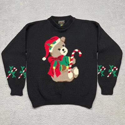 Suéter de Navidad de Colección 100% Lana Mujeres Mediano Oso de Peluche Bastón de Caramelo Charter Club Foto 1 de 4