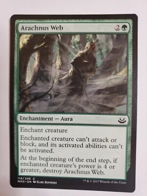MTG Magic The Gathering Card Arachnus Web Enchantment Aura Green Modern Masters  - Image 1 of 2