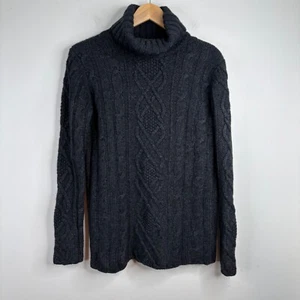 Eddie Bauer Cable Knit Turtleneck Sweater M Wool Classic Preppy Twee Fisherman - Picture 1 of 9