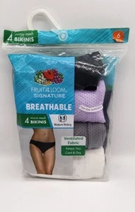 Paquete de 4 bragas de bikini transpirables de micro malla Fruit of the Loom Signature para mujer - Imagen 1 de 2