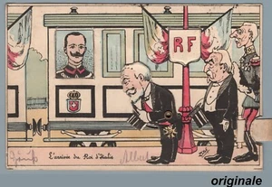 CR1530 - Cartolina meccanica propaganda: visita v.e.III in Francia - riparata - Picture 1 of 2