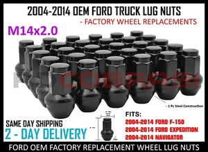 2004-2014 F-150 Expedition Navigator Factory Lug Nuts Black Anodized M14x2.0 - Picture 1 of 8