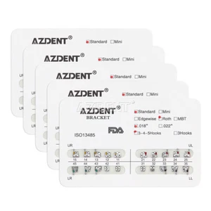 5Pack Dental Orthodontic Metal Bracket Brace Standard Roth Slot018 Hooks 3-4-5 - Picture 1 of 10