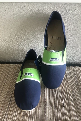 Forever Collectibles NFL Seattle Seahawks  Canvas Striped Slip On Shoe Large L Cover