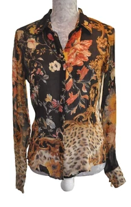 *Roberto Cavalli* BNWT SILK baroque animal print/floral pattern blouse40 UK10/12 - Picture 1 of 10