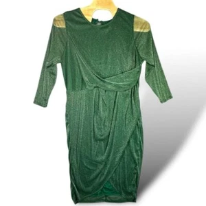 Ashley Stewart Green Shimmer Lurex Drape Back Sheath Party Dress WMN's sz 26/28 - Picture 1 of 7
