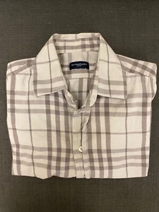 Genuine Burberry Golf Button Up Shirt - Short Sleeve Size M Signature Brown Mint - Picture 1 of 9