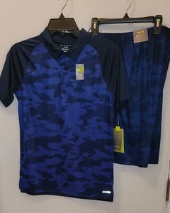 NWT TEK GEAR DRI-FIT BOYS POLO SHIRT & SHORTS, BOTH SIZE L (14-16) BLUES - Picture 1 of 4