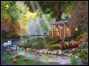 Butterfly Lake -Chart Needlework Crafts DIY-Counted Cross Stitch Pattern - Picture 1 of 2