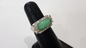 14kt Vintage Jade And Diamond Ring - Picture 1 of 6