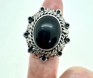 Mexican Black Onyx Poison Locket Ring Sterling Silver Size 7 - Picture 1 of 4