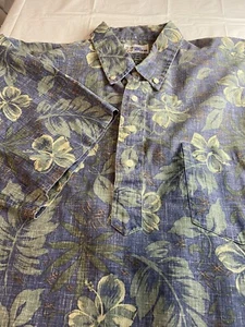 Herren Reyn Spooner blau Blumen & Blätter tropisch Kurzarm Hemd - Größe XL - Bild 1 von 7