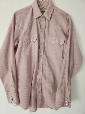 Dee Cee Brand Permanent Press Men's Striped Snap Pearl Western Shirt Size Medium - Image 1 of 4