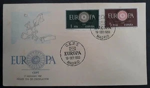 1960 Spain EUROPA Stamps FDC ties 2 Europa Stamps cd Madrid - Picture 1 of 2