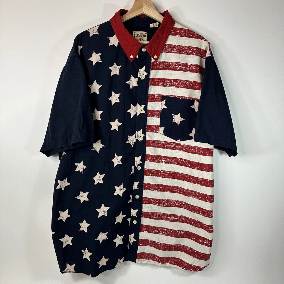 Red Head Brand Co. Button Down Shirt USA American Flag Patriotic Men’s 2XL XXL - Image 1 of 4