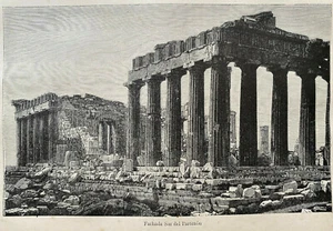 Ancient Architecture, small Antique 1870-80s Engraved Prints, page size 6" x 9" - Picture 1 of 3