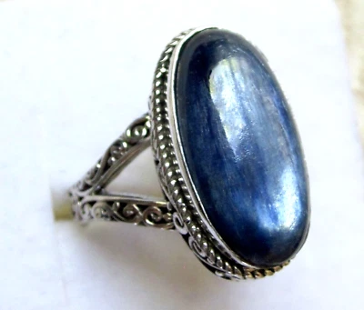 Anillo Artesanal Cianita / Talla 10 / Plata de Ley 925 / 9,9 cts, 7,8 gramos Foto 1 de 4