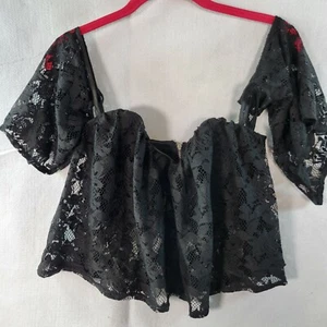 Forever 21 Womens Cami Size Small Black Lace Sheer - Picture 1 of 8