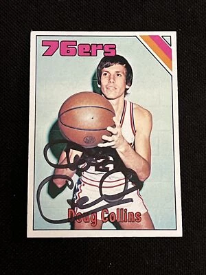 DOUG COLLINS 1975-76 TOPPS SIGNED AUTOGRAPHED CARD #148 PHILADELPHIA 76ERS - Image 1 of 2