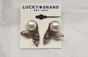 Lucky Brand Goldperle mit Strassflossen Design Ohrringe - Bild 1 von 5