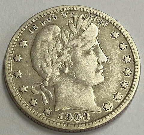 1909 S Barber Quarter VERY FINE Cover