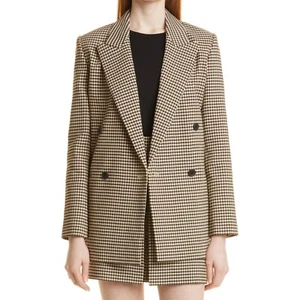 Rebecca Taylor Check Blazer Check Espresso Brown Combo Linen Size 10 NWT $495 - Picture 1 of 11