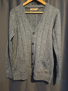 P G Field Button Down Knit Cardigan Blue And Grey Size Small - Picture 1 of 9