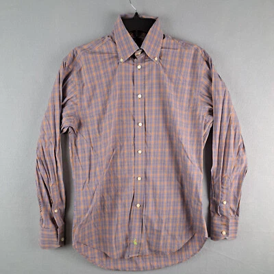Tailorbyrd Shirt Mens Size Small Orange Blue Plaid Long Sleeve Button Up Casual - Image 1 of 4