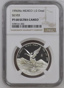 MEXICO 1/2 Onza 1996 Silver Libertad NGC PF68 ULTRA CAMEO 1,000 Minted - Picture 1 of 4