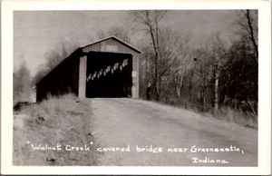 Postcard Greencastle Indiana Walnut Creek Covered Bridge RPPC Vintage Unposted - Picture 1 of 2