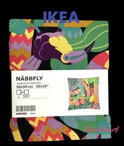 Ikea Nabbfly Cushion Cover 20 x 20" Tropical Jungle Bird Pattern Multicolor Sofa - Picture 1 of 3