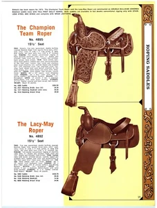 1973 Champion Team & Lucy-May Roper Horse Saddle Catalog Advertising Print B7 - Picture 1 of 2