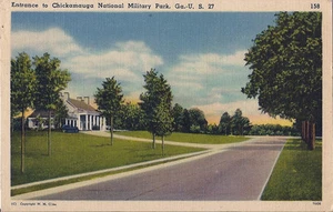Postkarte Georgia GA Eingang Chickamauga Militärpark Leinen 1940er NrMINT - Bild 1 von 1
