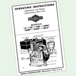 Briggs And Stratton 6Fb Engine Operators Repair Parts Manual Service Owners & Bs - Picture 1 of 1