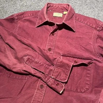 Camisa De Colección LL Bean Hombres 16 Alta Roja Abotonada Gamuza Tela Campamento EE. UU. 90s Foto 1 de 4