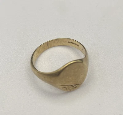 9ct Gold Signet Ring Size V Scrap Or Wear Vintage Hallmarked Christmas Men’s 4.4 — 第 1/2 张图片