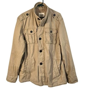 Old Navy Safari Jacket Men's XL Tan Utility Chore Zip Button Up Pockets Military - Picture 1 of 12