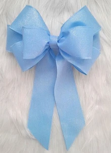 Baby Blue Christmas Bow - Handmade Bow - Decorative Bow - Wreath Bow - Gift Bow - Picture 1 of 4