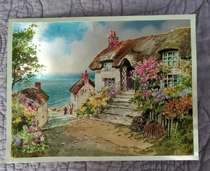 Vintage Dufex Foliendrucke F J Warren 6x8 English Cottage Garden: LESEN - Bild 1 von 5